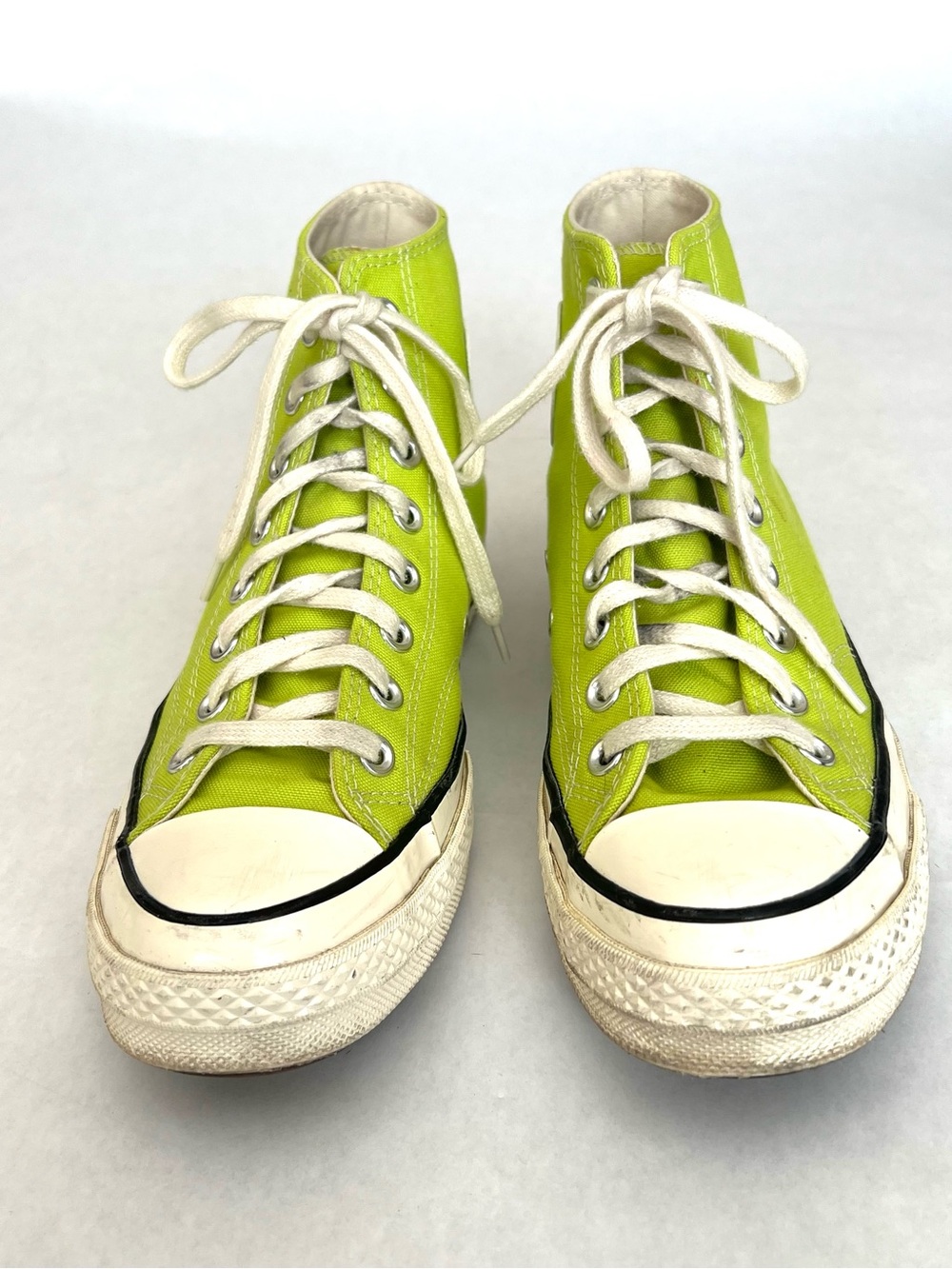 Chuck Taylor Converse High Top Sneakers - Neon Lime Canvas Unisex Men 7 Women 9 - Picture 3 of 11
